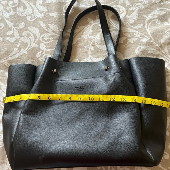 ZARA Dark Gray faux Leather Tote - Picture 2 of 10